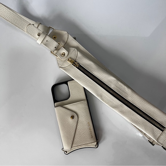 Bandolier Billy Crossbody Strap And Iphone 13 ProMax Case Ivory/Gold - Picture 5 of 8